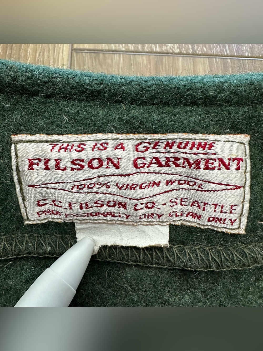 VTG Filson Mackinaw 100% Wool Vest Made in USA, Forest Green, Size 44 (Large) - Picture 5 of 7